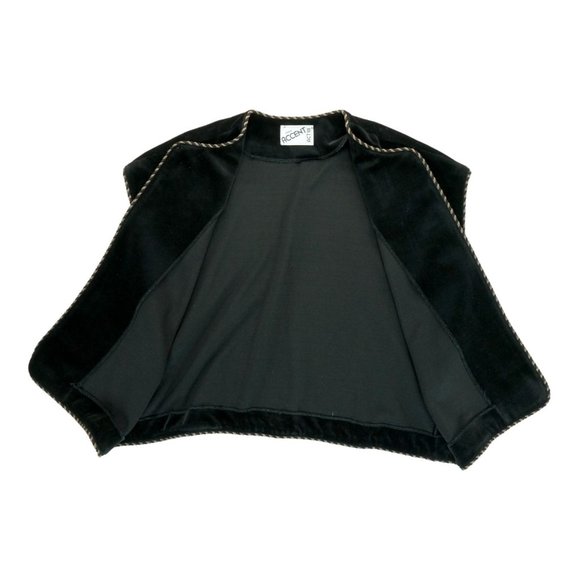 Vintage 70s‎ Black Velvet Vest Gold Trim Embroidered Act III Union Label Size 4 - Picture 4 of 6